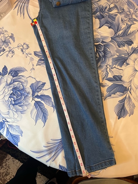 Strapless High-Rise Denim Jumpsuit in Blue - Picture 9 of 16